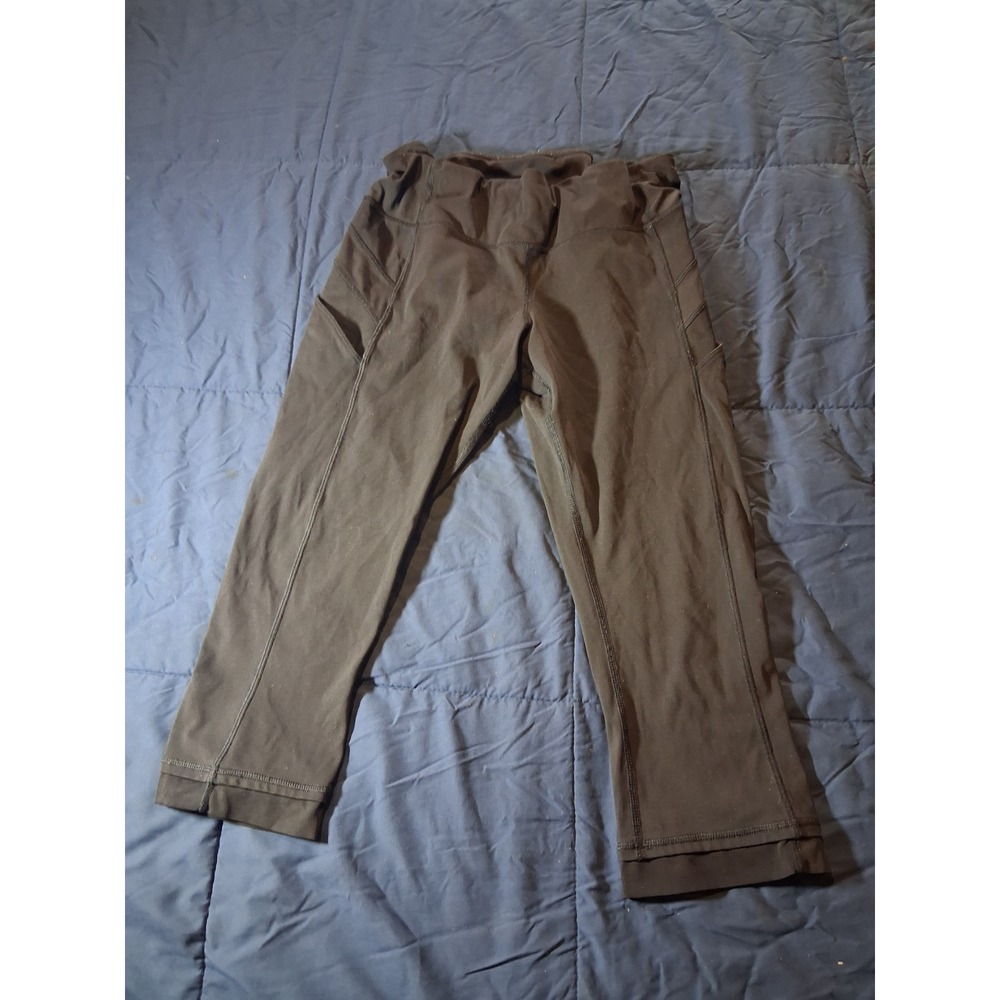 Lululemon Speed Up Crop 21 Black Running‎ Leggings Size 8 Mid-Rise Pockets